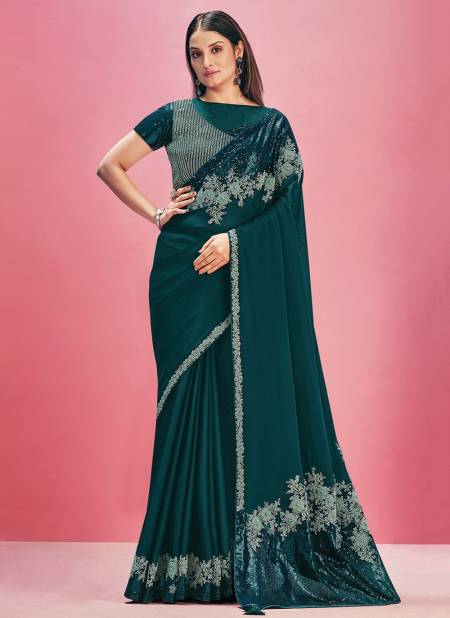 Teal Blue mohmanthan ZEINA New Stylish Party Wear Heavy Designer Saree Collection 22107